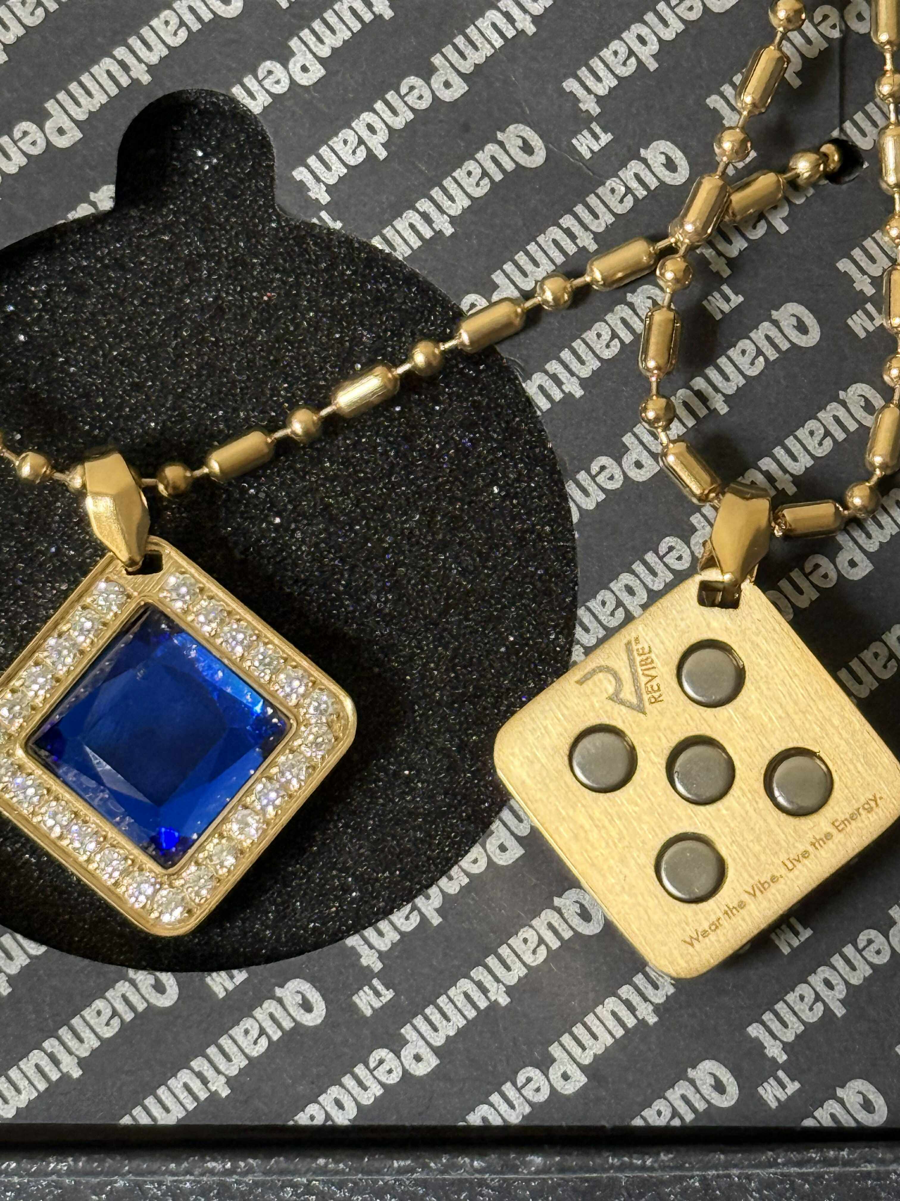 Sapphire Magnetic Premium Crystal Japan Necklace with Nano Quantum Science Bio Scalar Pendant and Charms.
